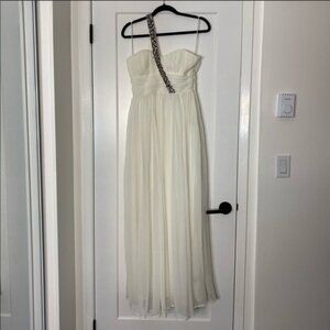 Bedo Noir Ivory Beaded One Strap Flowy Maxi Dress